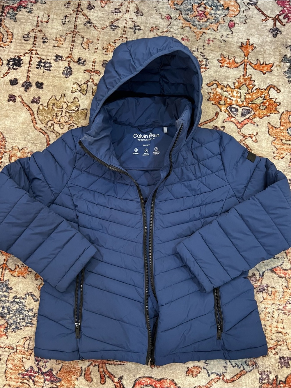 Calvin Klein Blue Quilted Hooded Puffer Jacket